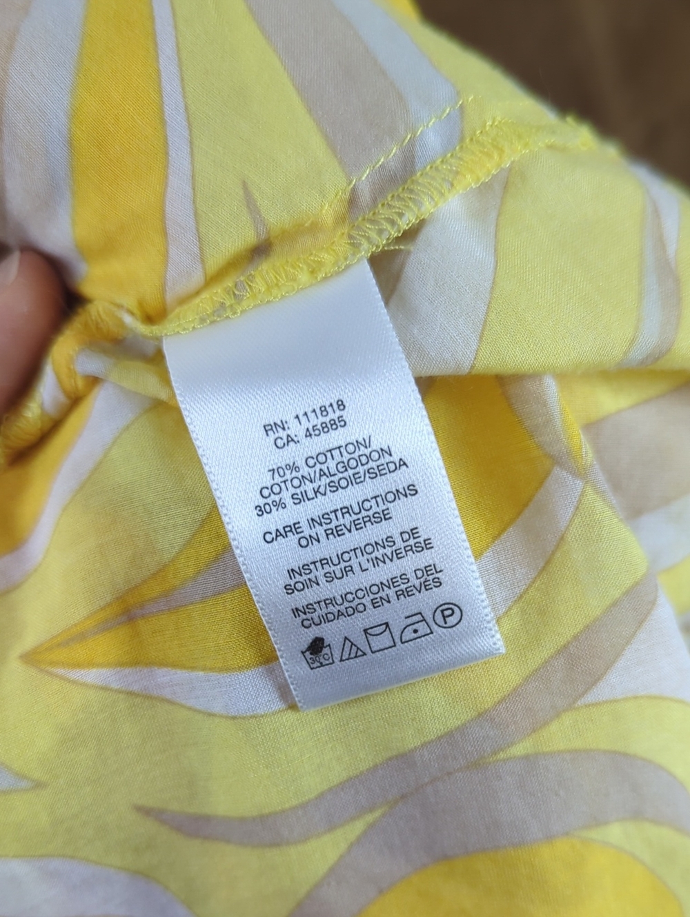 Women's Yellow Swirl Short-Sleeve Button Front Top Michael Kors Sheer Xs - Picture 9 of 9